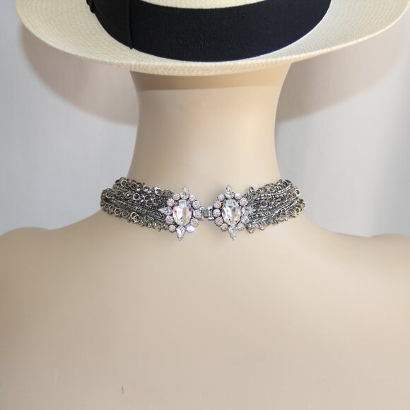 RARE Rodrigo Otazu Crystal Silver Statement Necklace - Picture 8 of 16